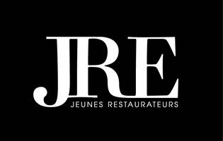 Schwarzes Logo mit weißem Schriftzug "JRE". Schwarzes Logo mit weißem Schriftzug "JRE".